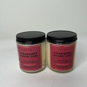Bath & Body Works Candles White Barn Strawberry Pound Cake Jar Lot Of 2 7oz